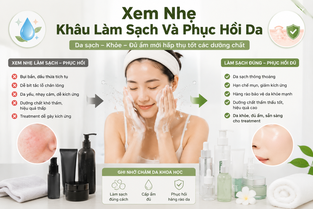 Rất nhiều chị em vẫn xem nhẹ bước skincare làm sạch và phục hồi da, cho nên là skincare mãi mà da vẫn xấu đó