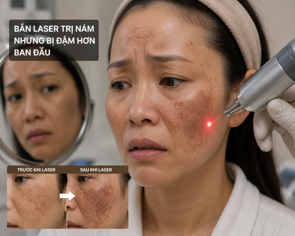trị nám bằng laser lại bị tăng sắc tố đậm hơn ban đầu ? 